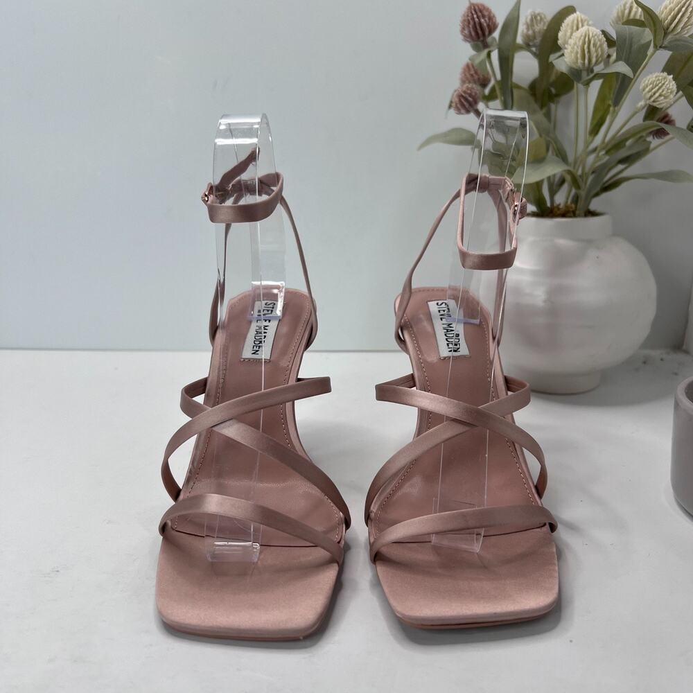 Steve Madden Brendi Strappy Satin Square Toe Heel Blush Women 7.5 - Picture 2 of 9